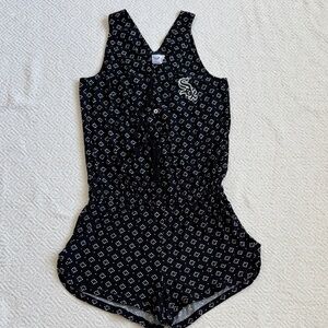 Concepts Sport White Sox Black Sleeveless Printed Romper with Elastic Waist Sz S